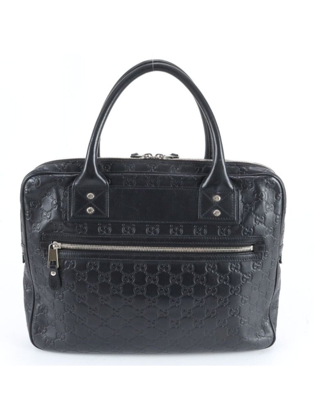 ★SOLD★ Gucci Guccissima Leather Business Document Briefcase Tote Black - Picture 3 of 9